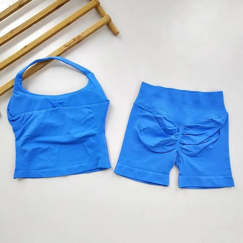 SKINOFSKIN Yoga 2-Piece Backless Halter Gym Set Women