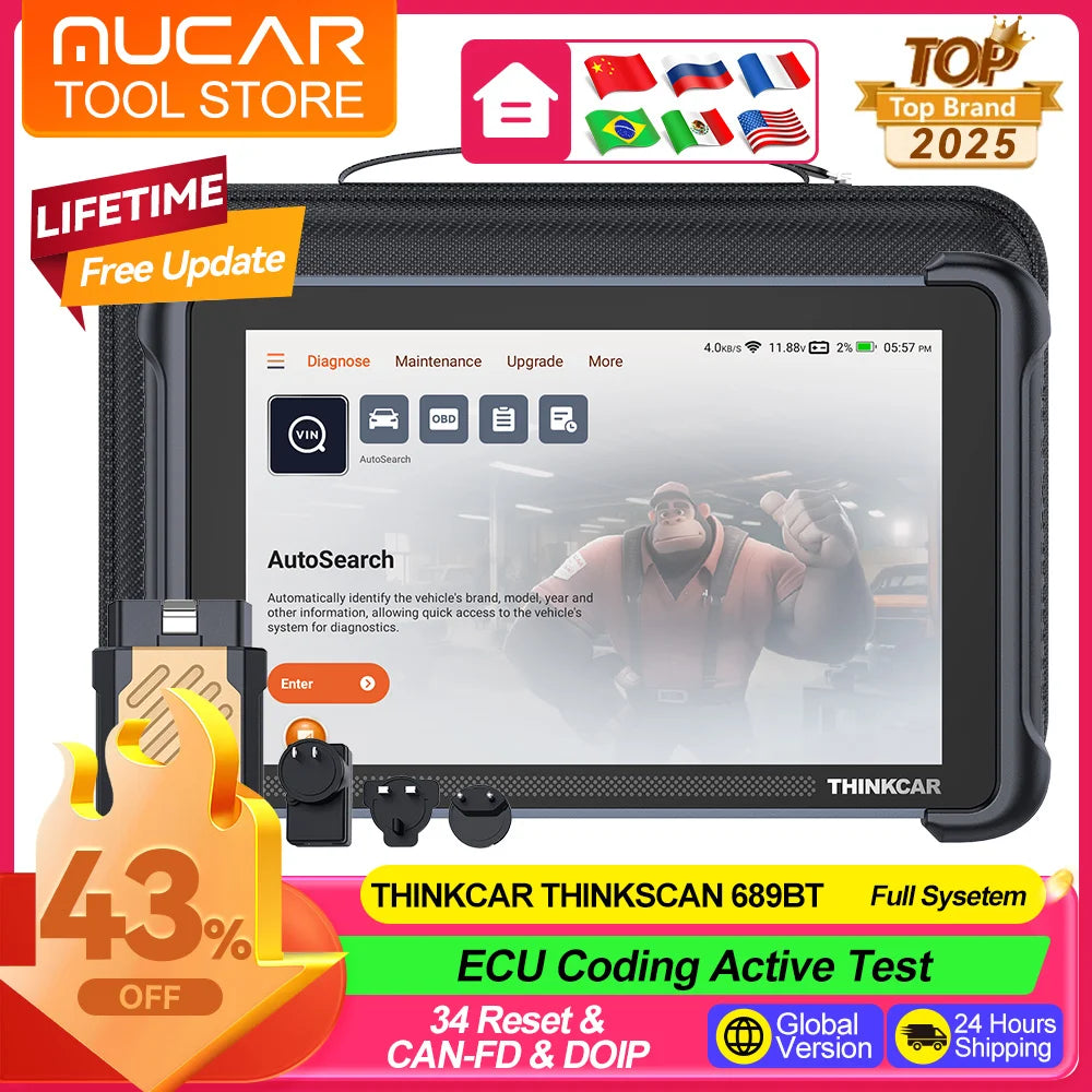 MUCAR OBD2 Diagnostic Tool 689BT CAN FD DOIP All Systems Scanner