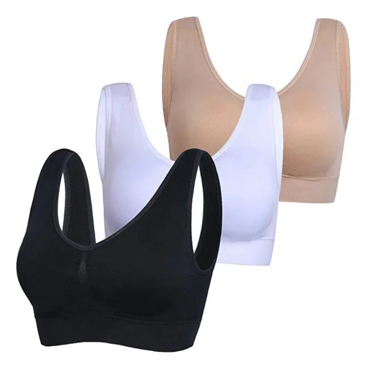 Three Piece Seamless Wireless Yoga Running Bra Set With Removable Pads