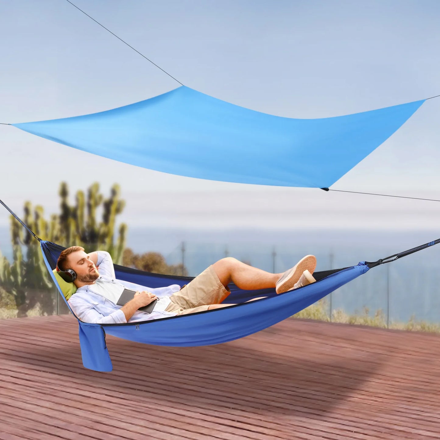 2-in-1 Design Camping Hammock, Mosquito Net Capacity 440.9 Pounds, 290 * 140cm Tent and 310cm Hammock