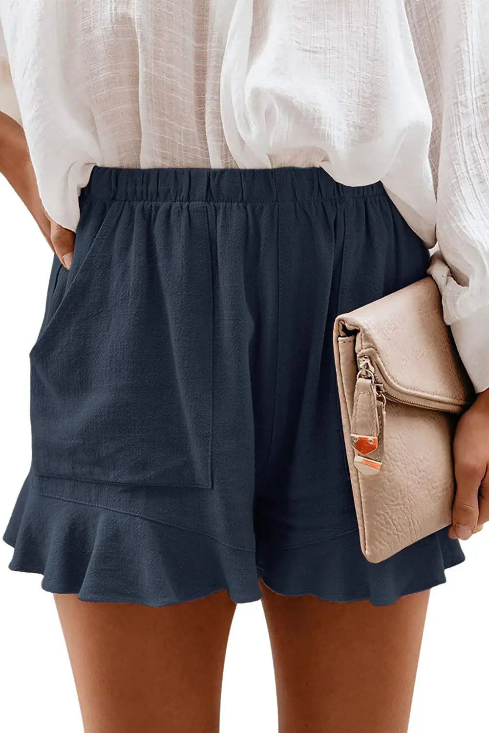 Women Summer Elastic Waist Shorts Lightweight Casual Beachwear