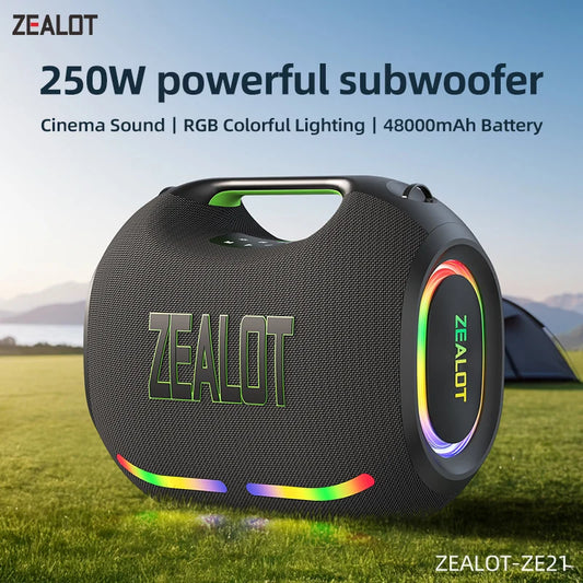 ZEALOT 250W Wireless TWS Subwoofer Waterproof Bluetooth Speaker HiFi Sound