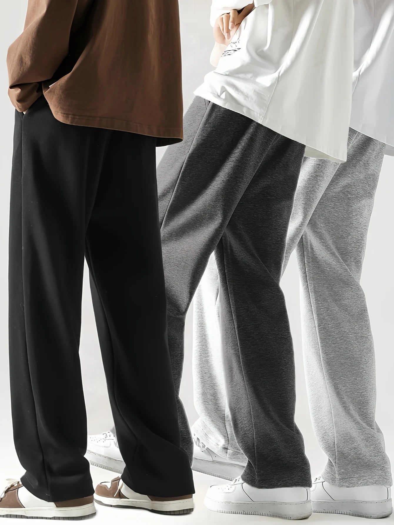 Winthunder Men Soft Knitted Jogger Pants With Elastic Waist Drawstring