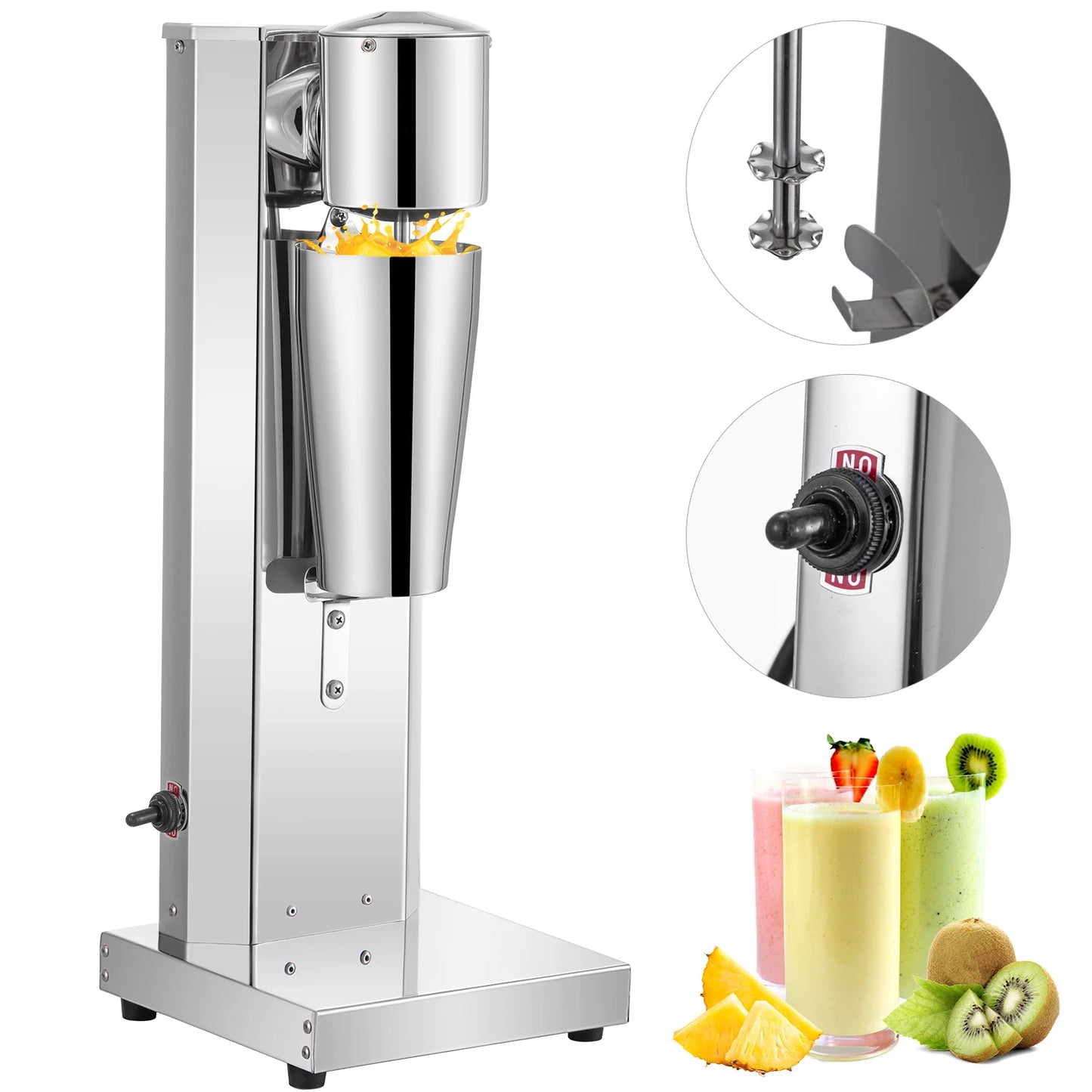 SucceBuy Commercial Milkshake Machine 800ml Stainless Steel Electric Single Head Milk Bubble Stirring Machine Smoothie Blender