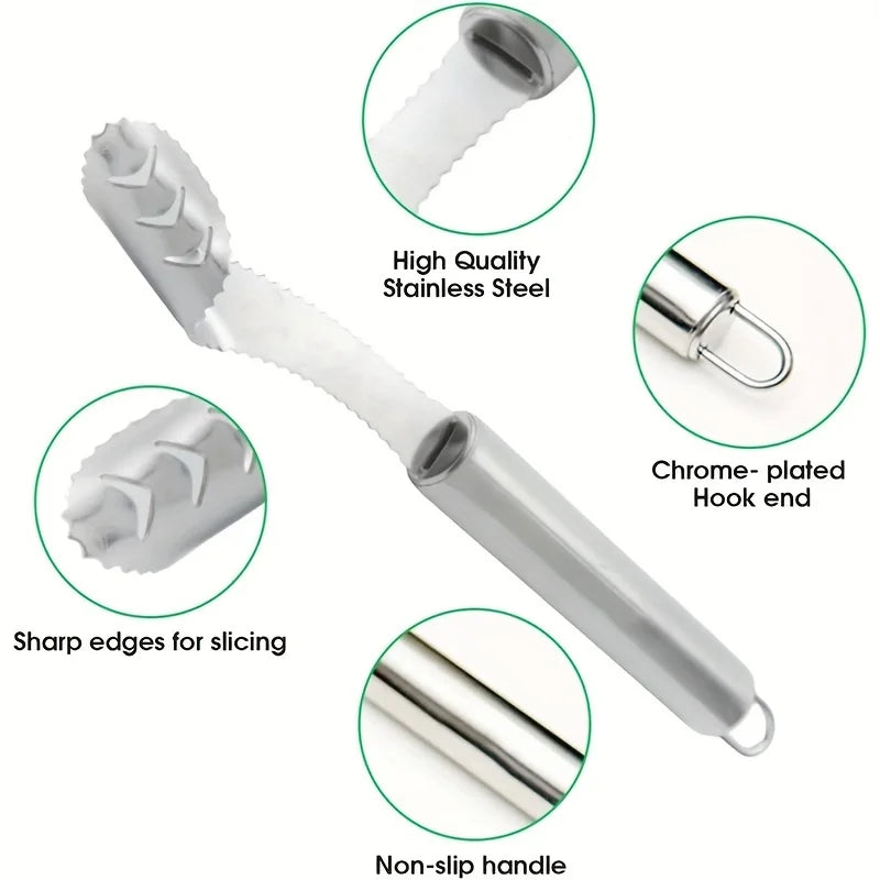 Easy Pepper Seed Remover Tool Stainless Steel Upgraded Toothed Design Multi-functional Chili De-seeder Kitchen Gadget Prep