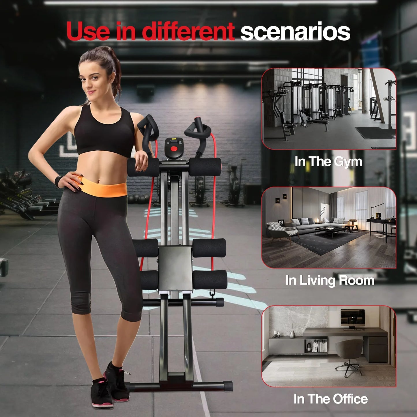 Foldable Ab Machine for Home Gym Abdominal Trainer LCD Display
