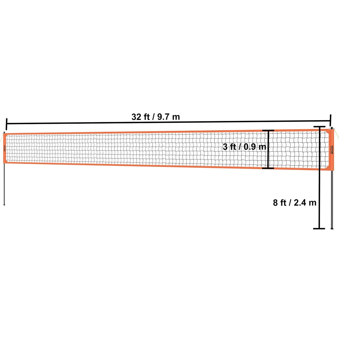 SucceBuy Volleyball Net System With Adjustable Height Poles And Pump