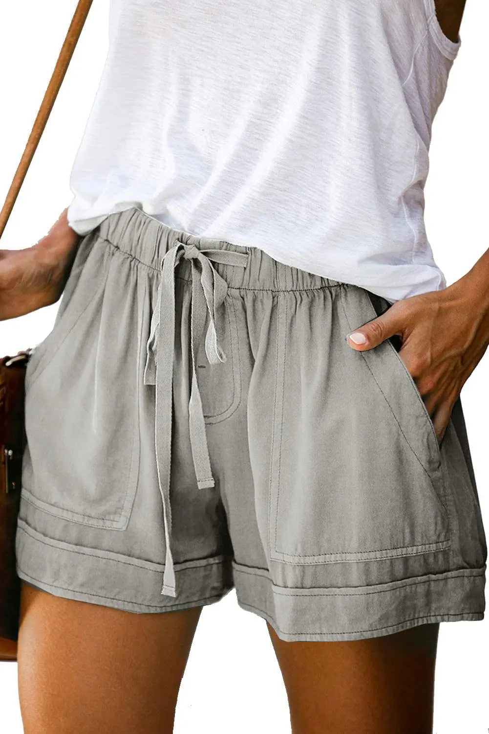 Women Summer Elastic Waist Shorts Lightweight Casual Beachwear