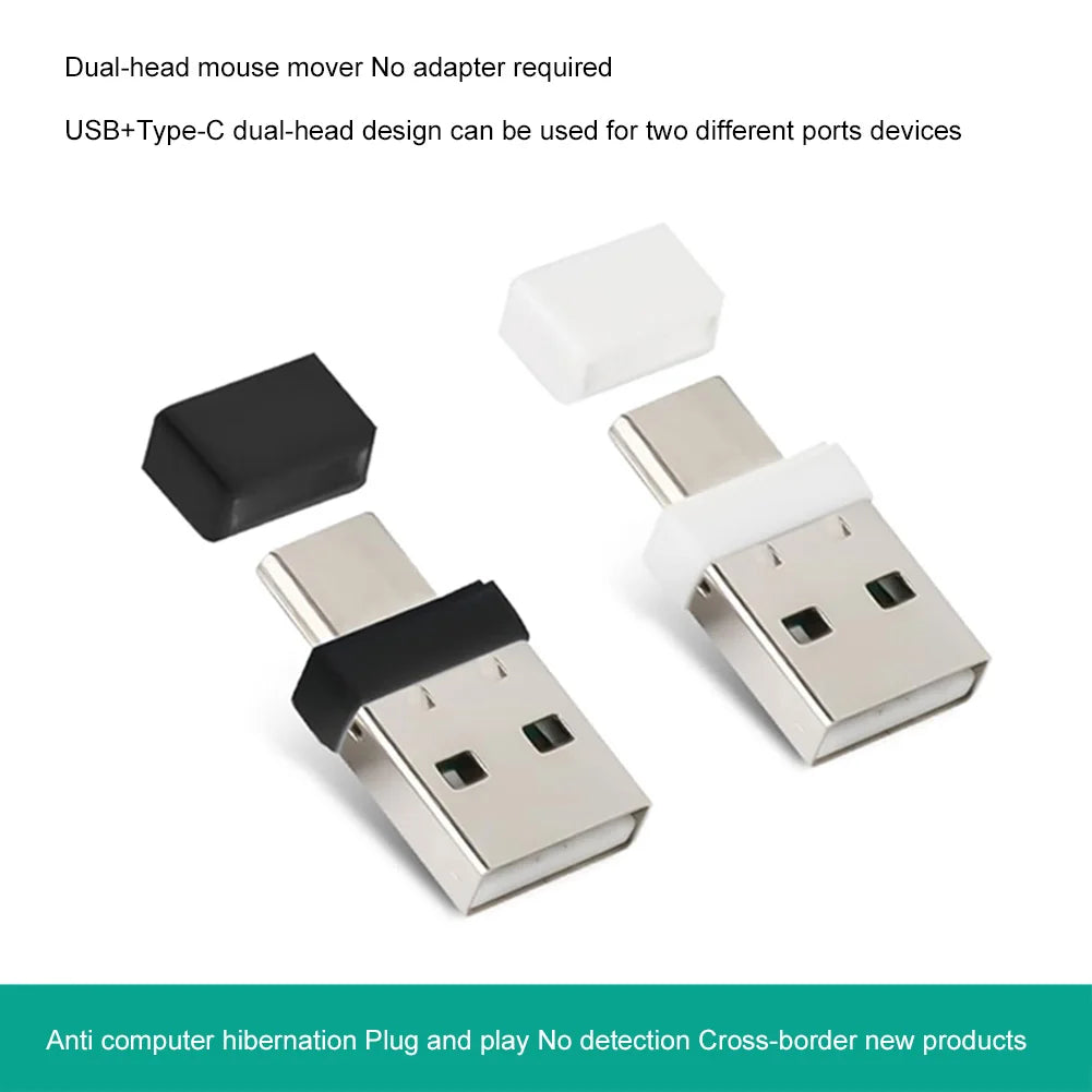 USB Type C 2 In 1 Mouse Jiggler Plug & Play Undetectable Mouse Shaker Prevent Laptop Entering Sleep Mouse Mover for Tablet PC