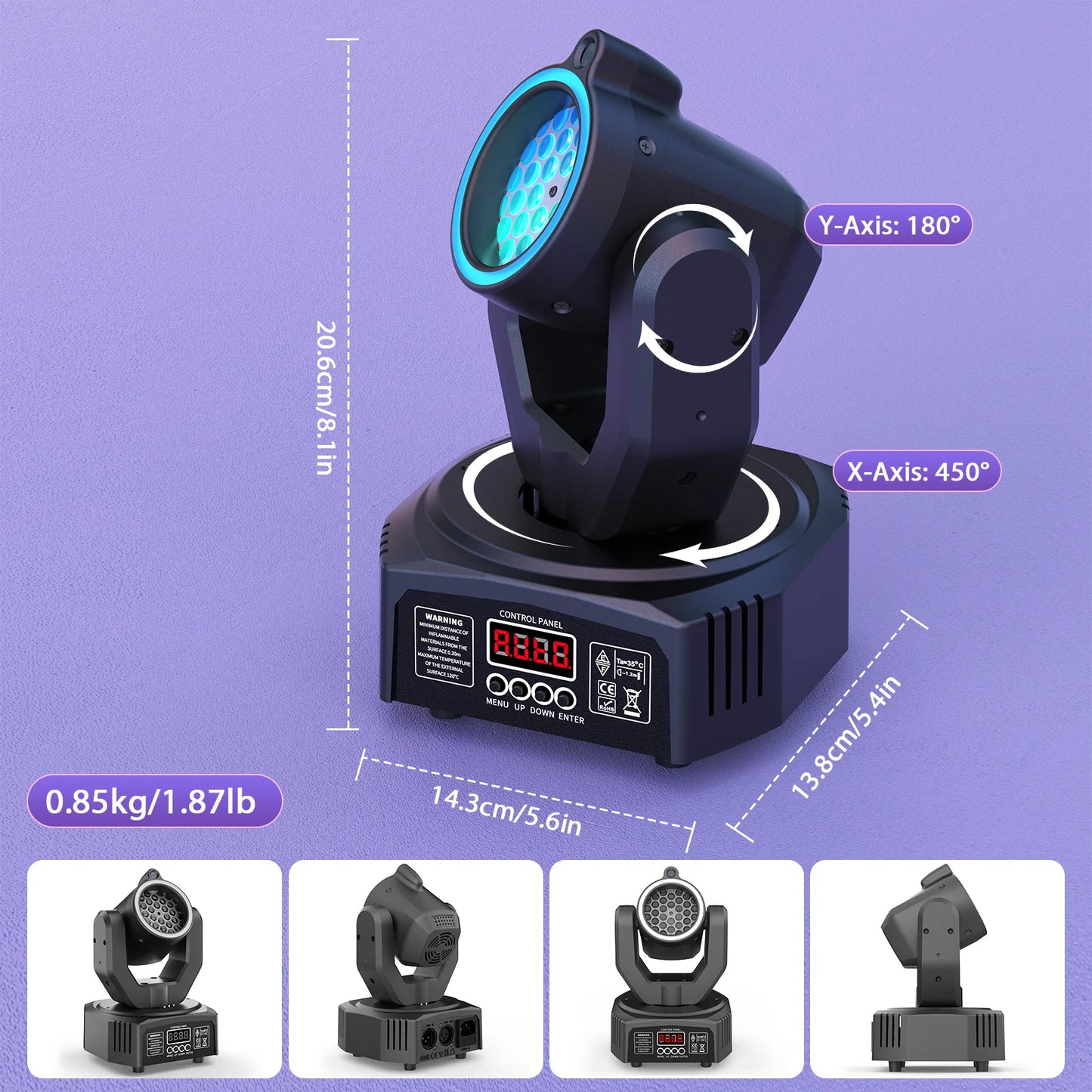 U'King Mini 30W Moving Head Light RGB DMX Sound Activated