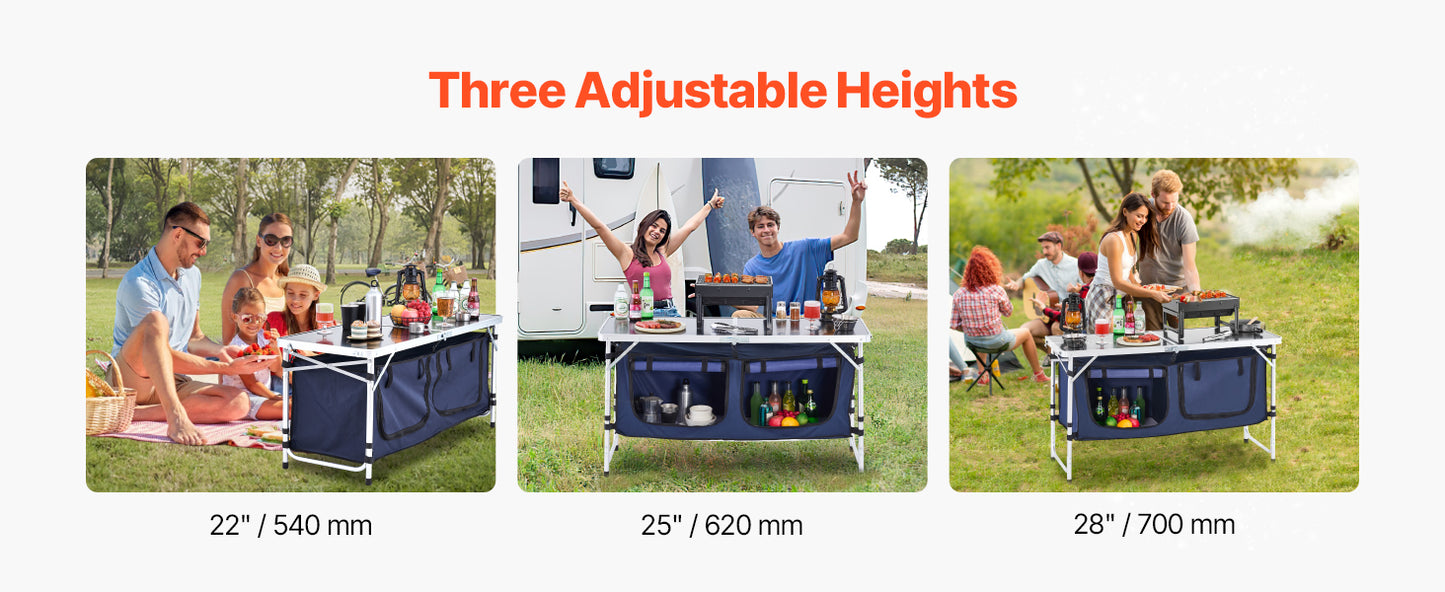 SucceBuy Camping Kitchen Table Foldable Outdoor Cooking Station