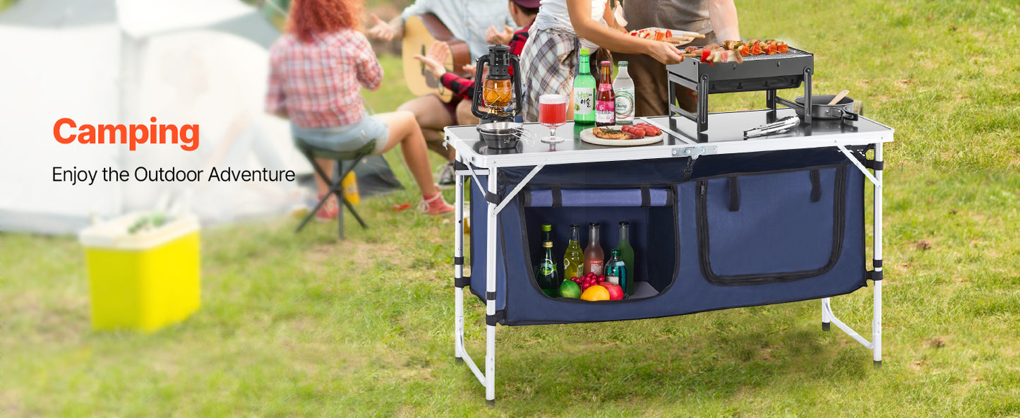 SucceBuy Camping Kitchen Table Foldable Outdoor Cooking Station