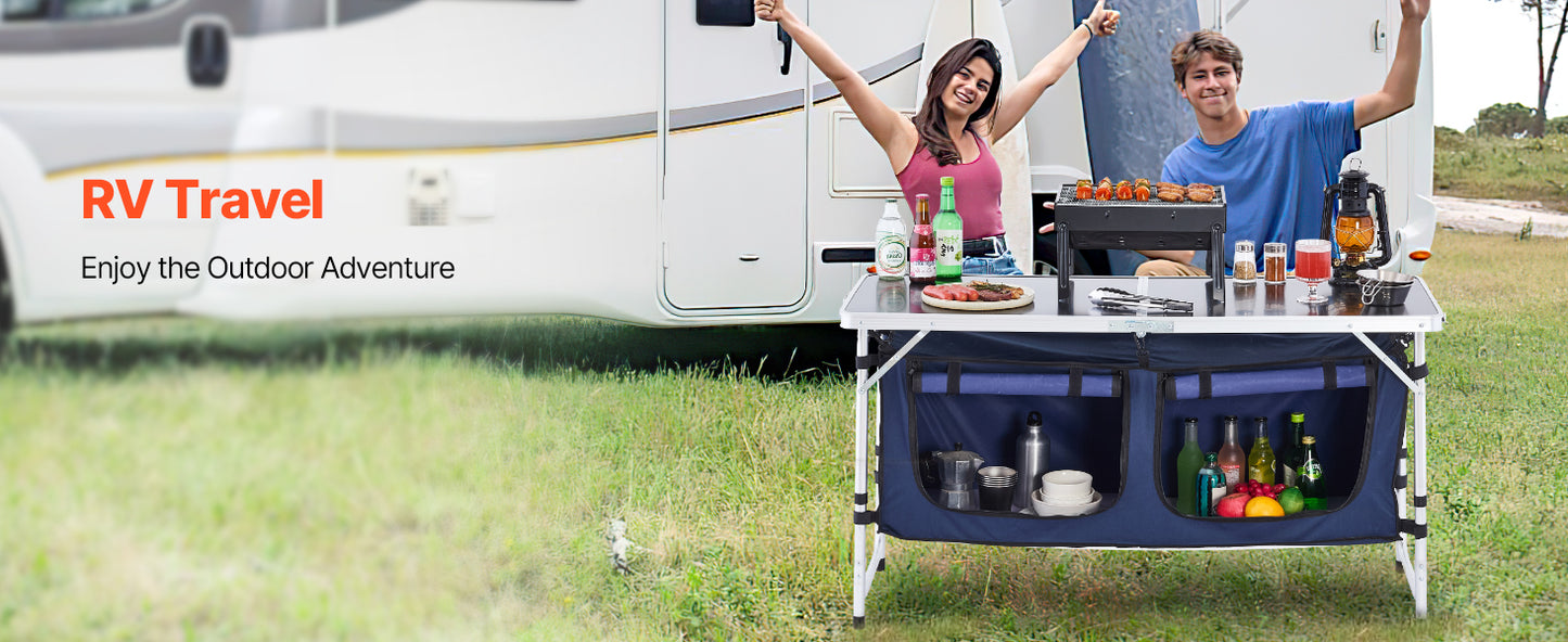 SucceBuy Camping Kitchen Table Foldable Outdoor Cooking Station