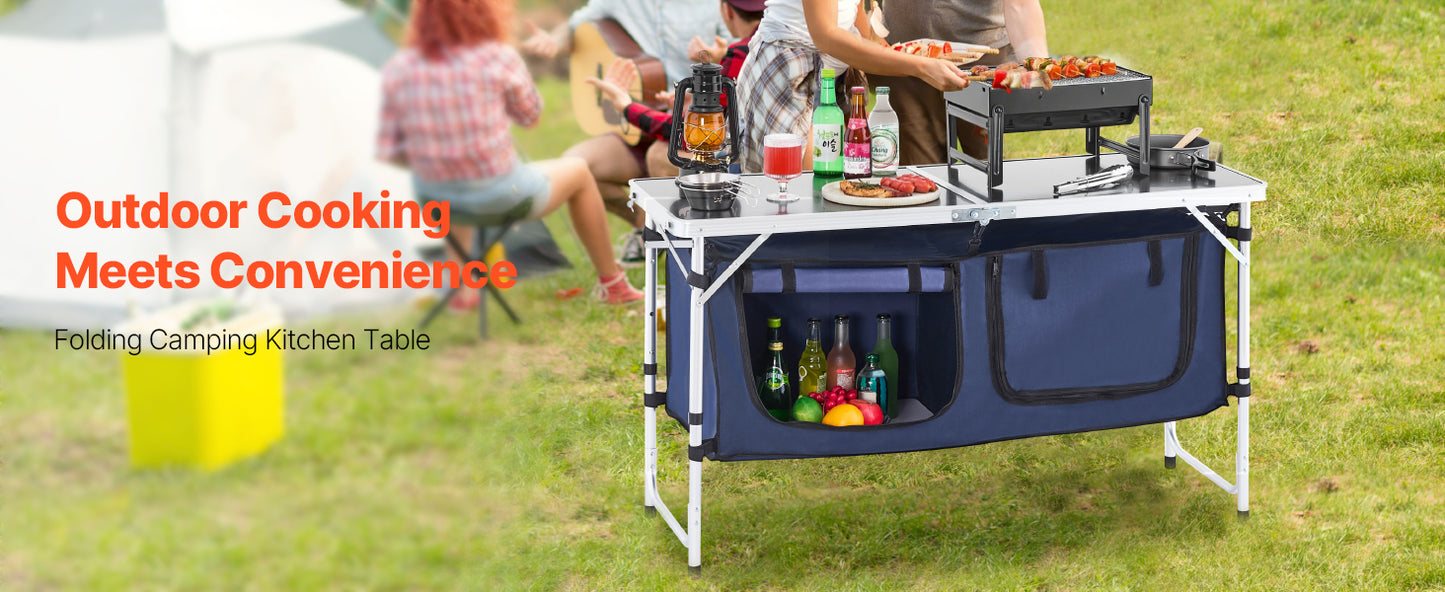 SucceBuy Camping Kitchen Table Foldable Outdoor Cooking Station