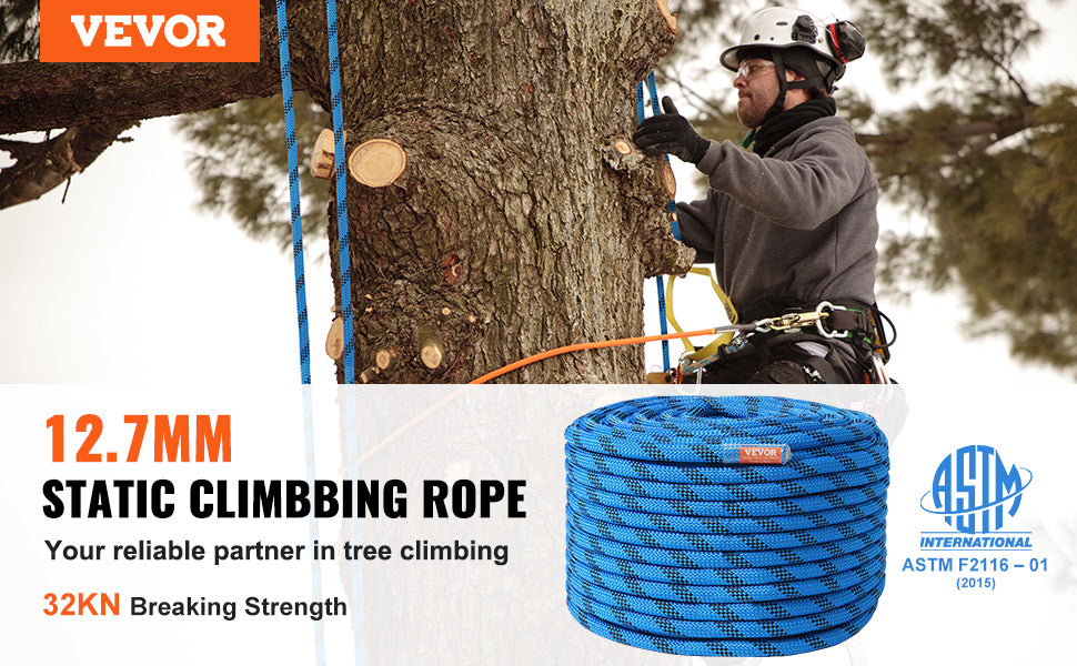 VEVOR Static Climbing Rope With 32 kN Breaking Strength