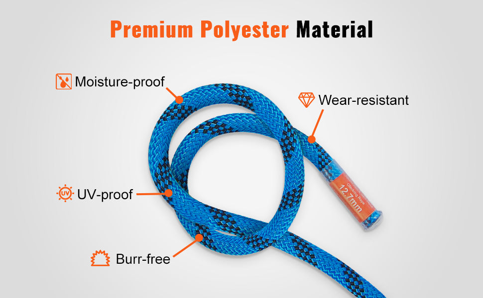 VEVOR Static Climbing Rope With 32 kN Breaking Strength